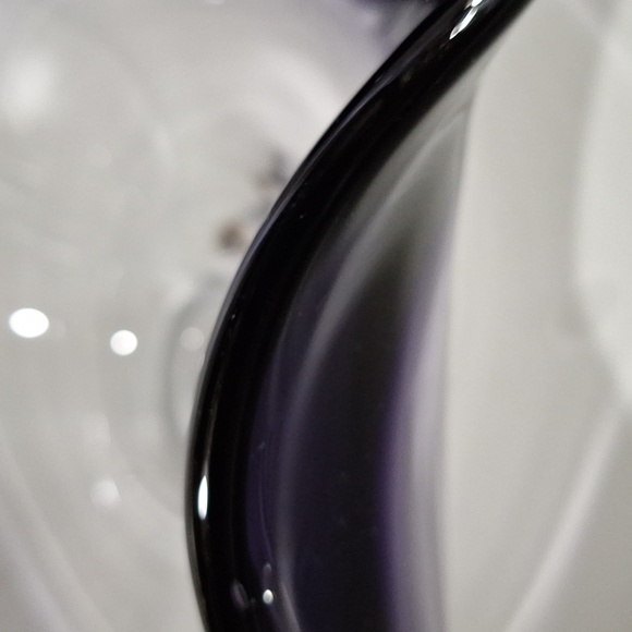 #AEB Clear and dark purple blown glass bowl with ruffled edge - Picture 6 of 7